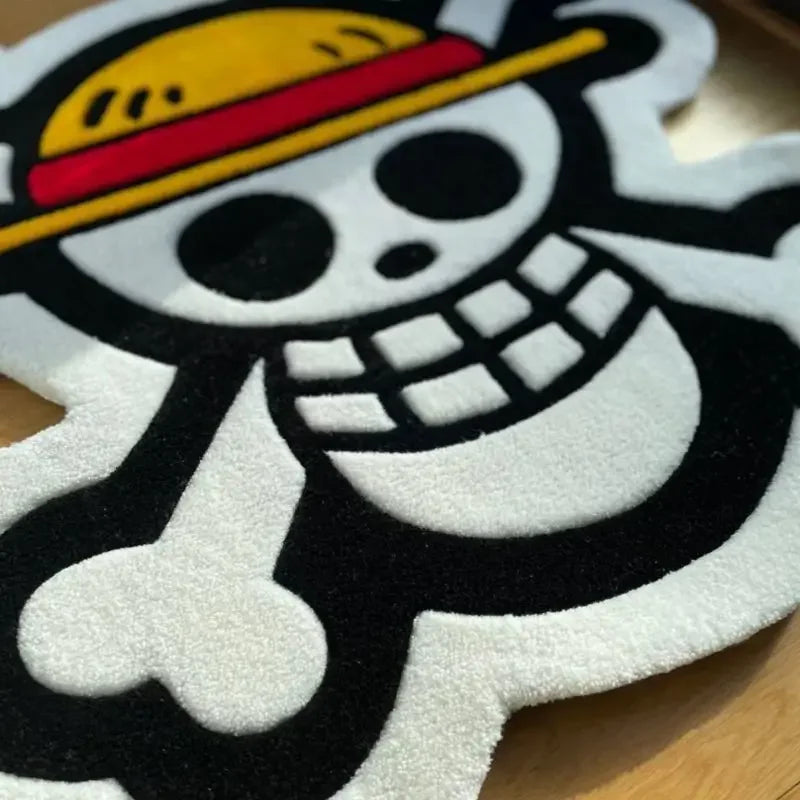 Tapis One Piece - Emblème Jolly Roger Mugiwara (Tapis de Sol Antidérapant)