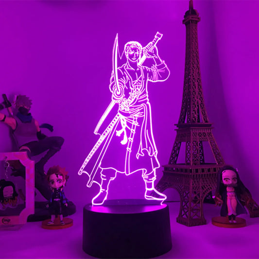 Lampe Veilleuse LED One Piece - Roronoa Zoro en Armure (Violet)
