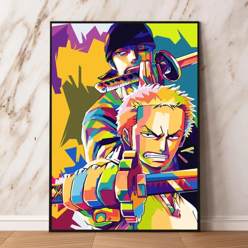 Dipinto Pop Art di One Piece - Zoro Duo (colorato)