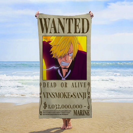 Serviette de Plage One Piece - Wanted Sanji (Portrait Classique)
