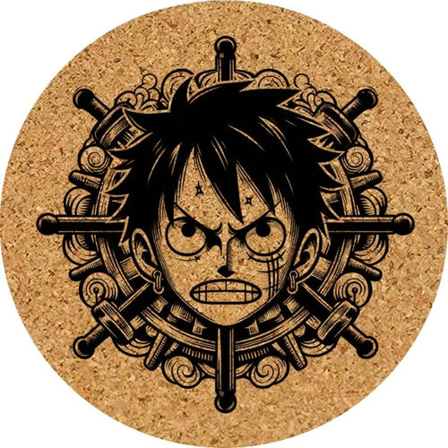 One Piece Cork Coaster - Rudder e Rufy
