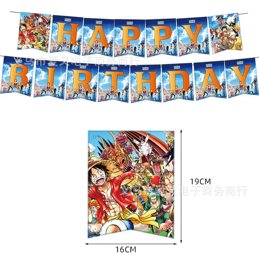 Bannière "Happy Birthday" One Piece - Guirlande de Fête avec Luffy