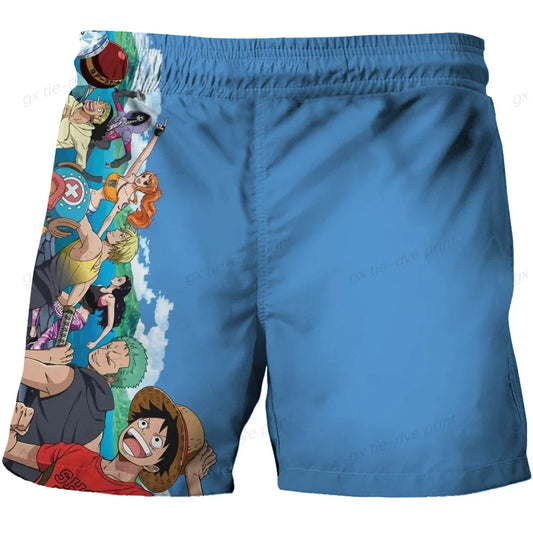 Bañador de una pieza - Diseño azul profundo con personajes chibi