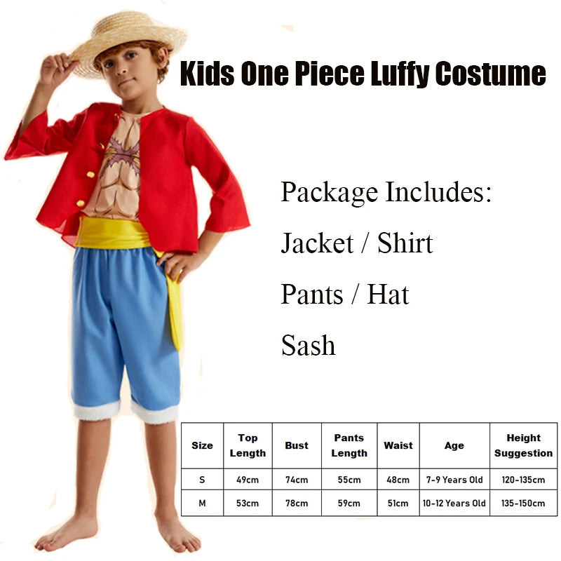Disfraz de One Piece - Traje infantil de Monkey D. Luffy (con sombrero)
