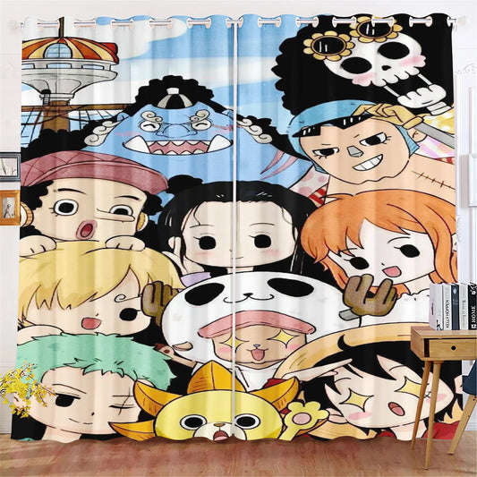 Rideau One Piece - Équipage Mugiwara au Complet (Style Chibi & Kawaii)