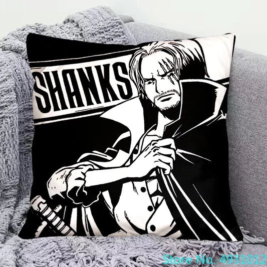 Housse de Coussin One Piece - Shanks le Roux (Design Noir & Blanc)