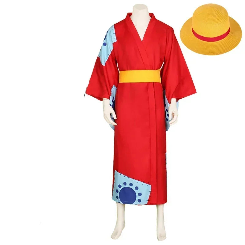 Disfraz de cosplay de One Piece: Kimono de Monkey D. Luffy (Wano)