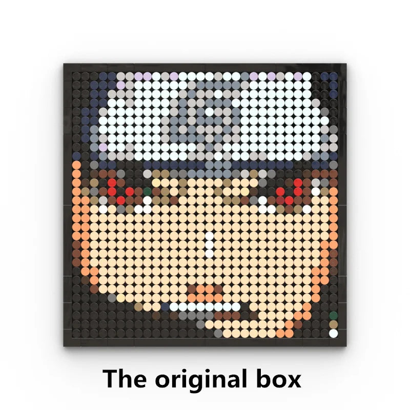 One Piece Pixel Art Mosaic Painting - Ritratto di Roronoa Zoro (mattoni)