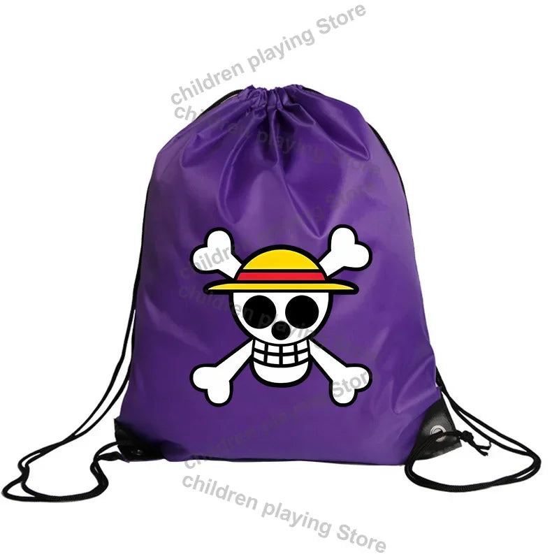 Bolsa con cordón de One Piece – Emblema del Pirata Sombrero de Paja Morado