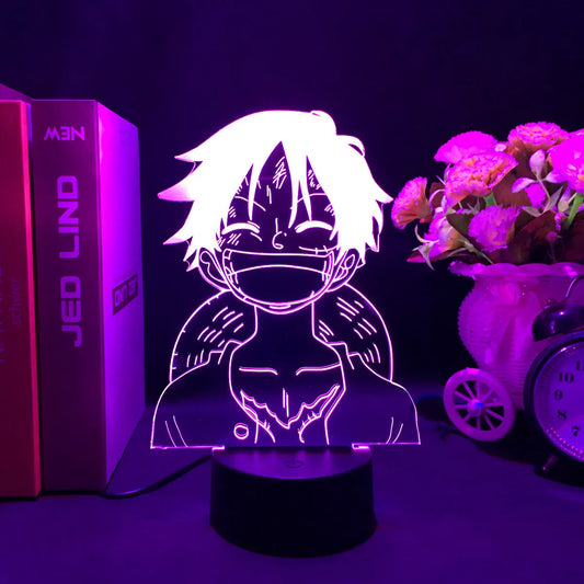 Lampe LED One Piece - Portrait Monkey D. Luffy (Violet)
