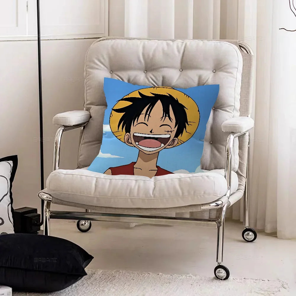 Housse de Coussin One Piece - Portrait Monkey D. Luffy Souriant