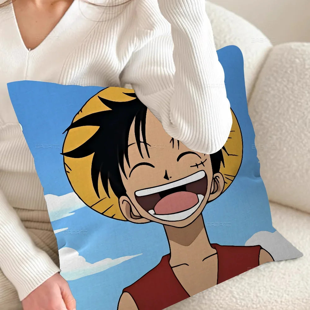 Housse de Coussin One Piece - Portrait Monkey D. Luffy Souriant