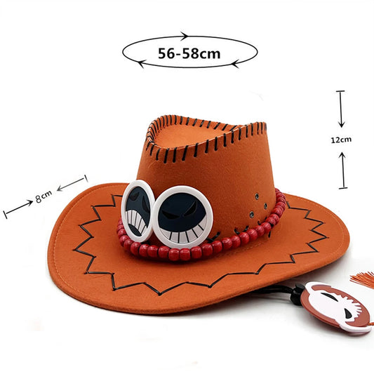 Chapeau Ace One Piece - Feutre Orange et Badges