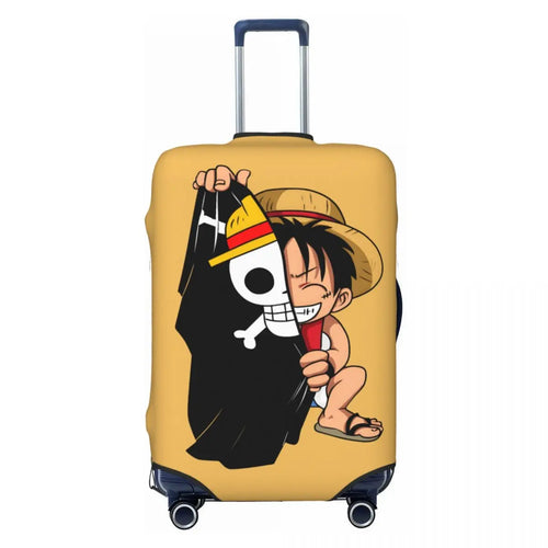 Funda de maleta de One Piece - Luffy e inscripción "D" (fondo amarillo)