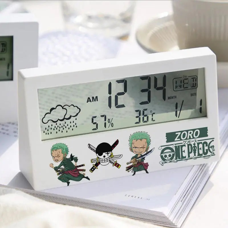 Reloj despertador digital de One Piece: Zoro, Chopper y Usopp (blanco)