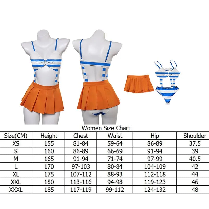 Costume cosplay di One Piece - Abito di Nami (versione Zou con gonna arancione)