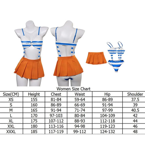 Costume cosplay di One Piece - Abito di Nami (versione Zou con gonna arancione)