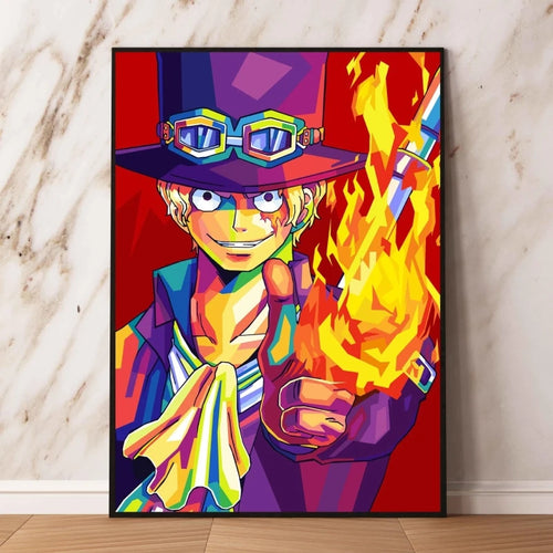 Tableau One Piece Pop Art - Portgas D. Ace (Poing de Feu)