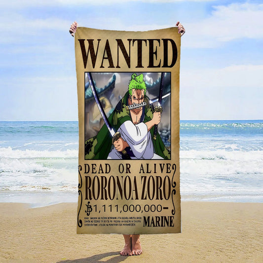 Serviette de Plage One Piece - Wanted Roronoa Zoro (Combat)