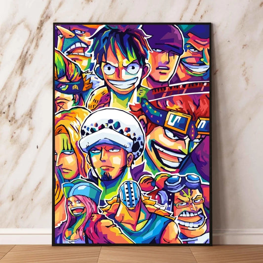 Tableau One Piece Pop Art - Duo Luffy & Trafalgar Law