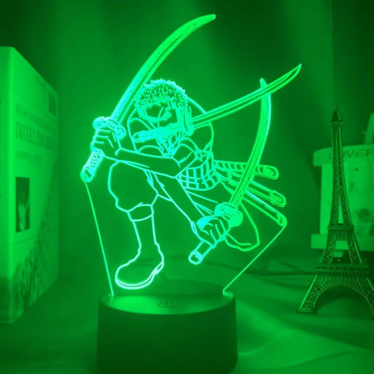 Luce notturna a LED One Piece - Stile Zoro Three Swords (verde)