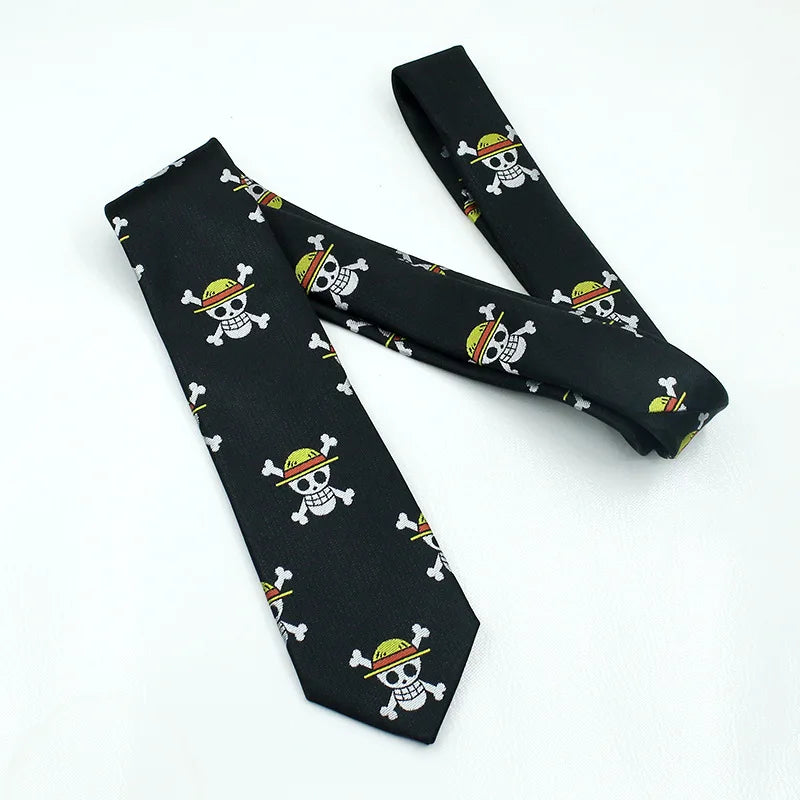 Cravatta One Piece - Design Jolly Roger e simboli dei pirati