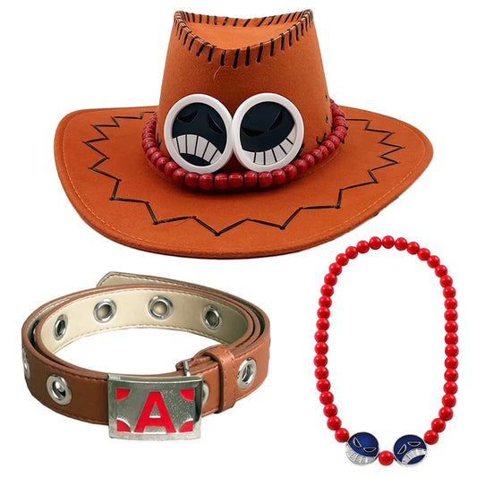 Set Cosplay Ace One Piece - Chapeau, Ceinture et Collier