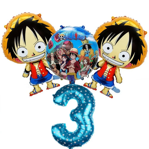 Kit di palloncini One Piece - Decorazione per il 3° compleanno (numero blu)