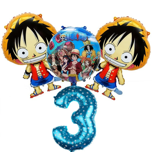 Kit de Ballons One Piece - Décoration Anniversaire 3 ans (Chiffre Bleu)