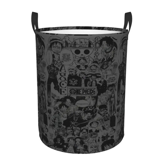 Panier à Linge One Piece - Motif All-Over Personnages Chibi (Gris)