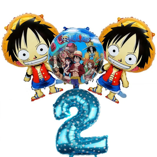 Kit de Ballons One Piece - Décoration Anniversaire 2 ans (Chiffre Bleu)