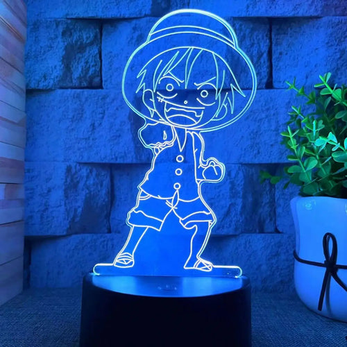 Luce notturna a LED One Piece - Design Chibi di Monkey D. Luffy (blu)