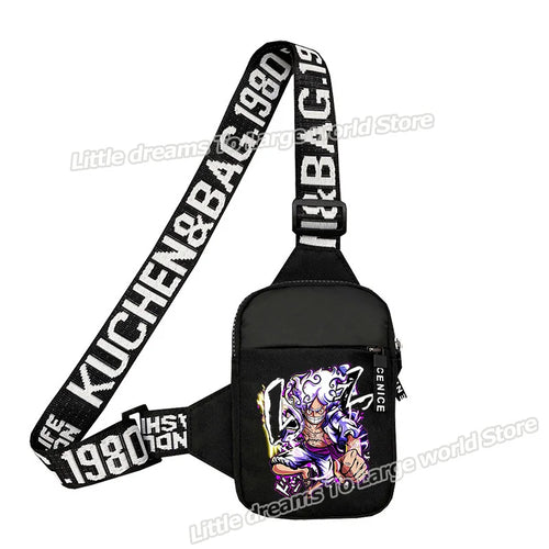 Bolso de hombro de One Piece – Monkey D. Luffy estilo manga morado
