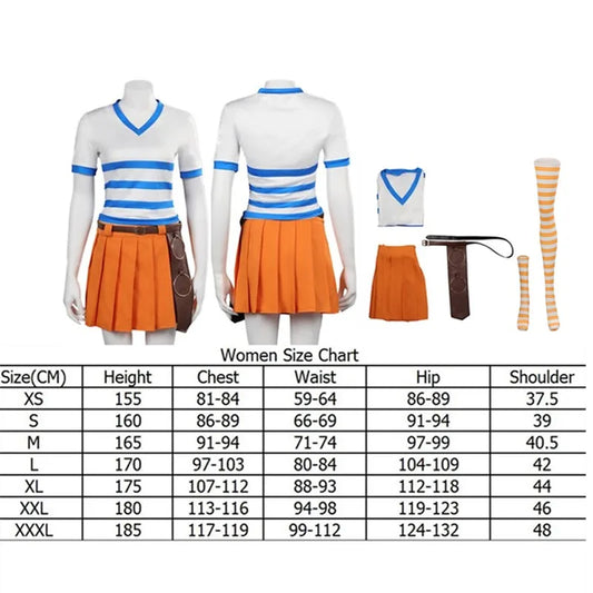 Costume Cosplay One Piece - Tenue Nami (Ensemble École avec Jupe)