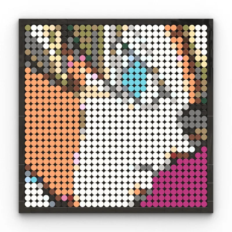 One Piece Pixel Art Mosaic Painting - Ritratto di Roronoa Zoro (mattoni)