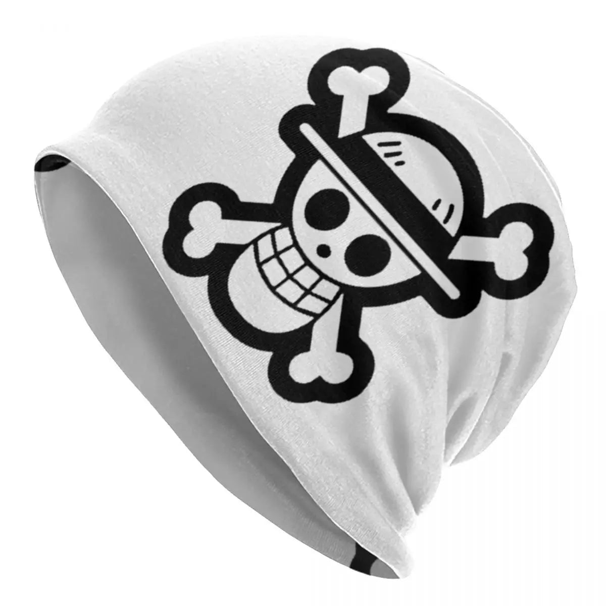 Gorro de una pieza con rayas blancas y gruesas de calavera