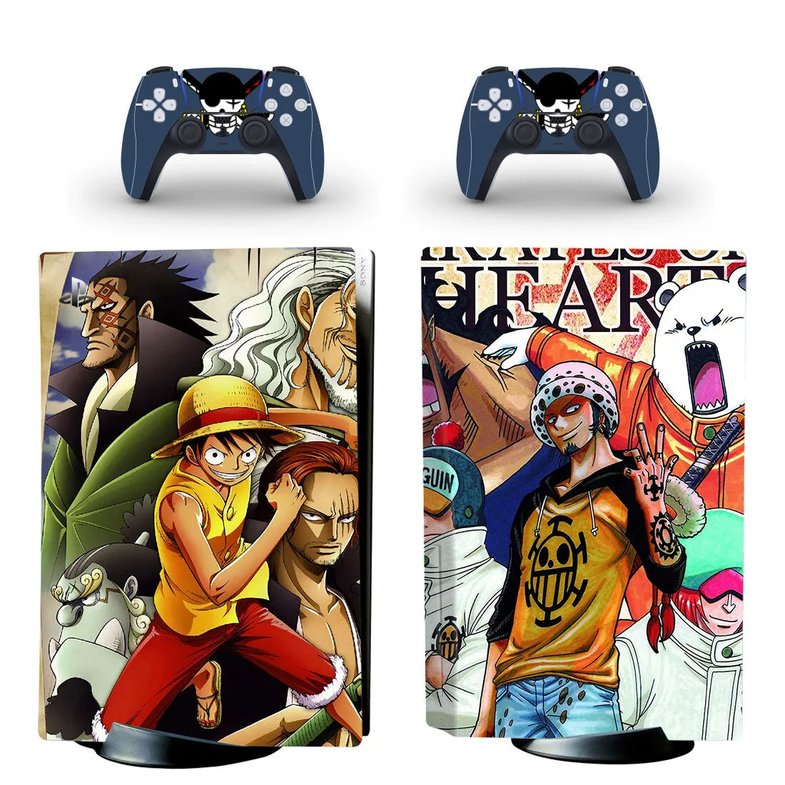 Stickers PS5 One Piece - Trio Luffy, Shanks et Buggy le Clown