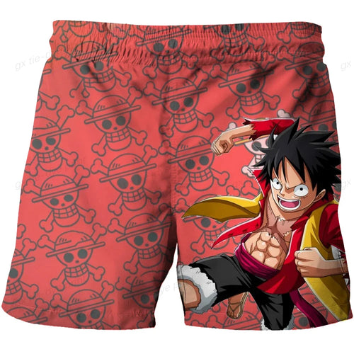 Bañador de una pieza con estampado de flor de cerezo y Luffy (rojo)
