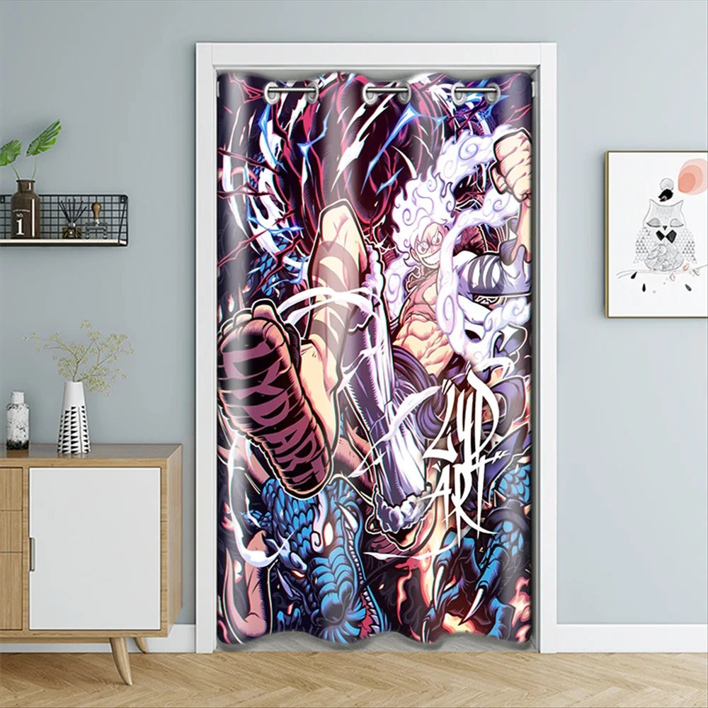 Rideau de Porte One Piece - Collage de l'Équipage (Style Manga Classique)