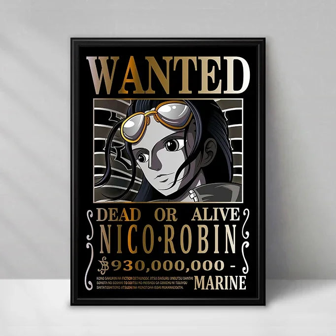 Poster One Piece Wanted - Nico Robin (Style Vintage)