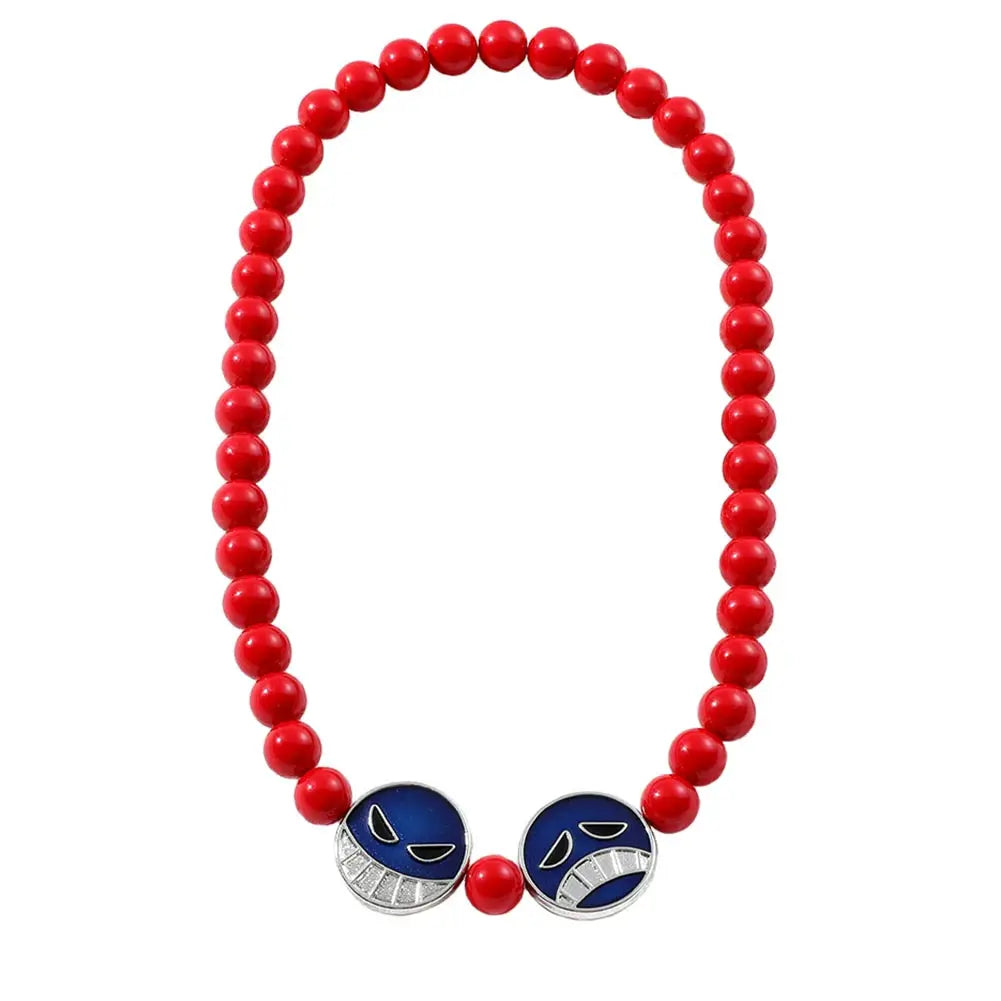 Collier Ace One Piece - Perles Rouges et Smileys