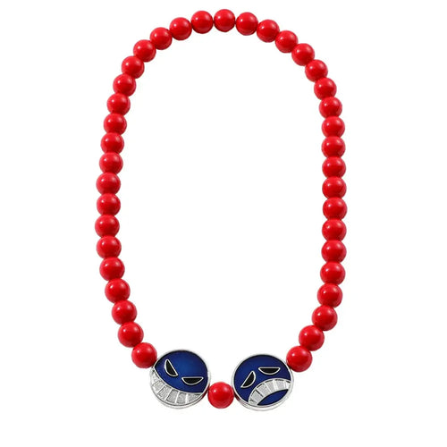 Collier Ace One Piece - Perles Rouges et Smileys