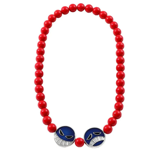 Collier Ace One Piece - Perles Rouges et Smileys