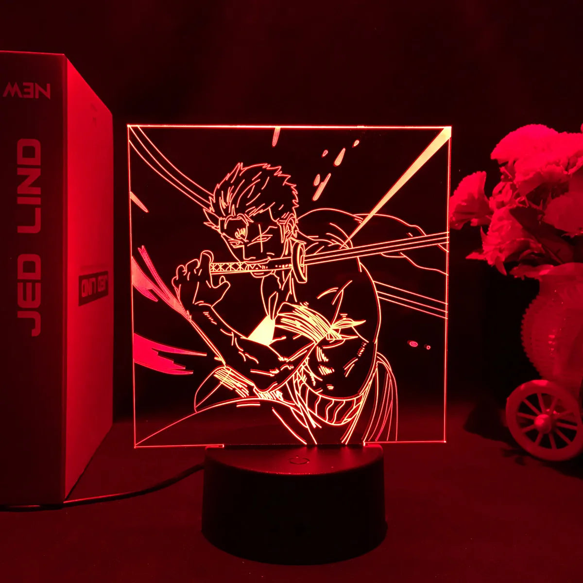 Luce notturna a LED One Piece - Poster di Roronoa Zoro ricercato (rosso)
