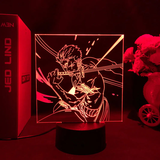 Luce notturna a LED One Piece - Poster di Roronoa Zoro ricercato (rosso)
