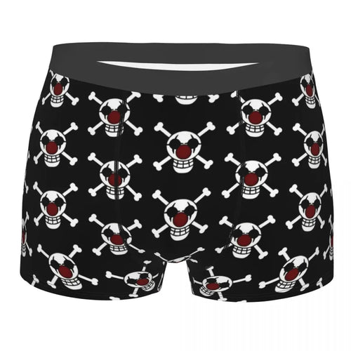 Caleçon Boxeur One Piece - Motif Répété Jolly Roger (Noir)