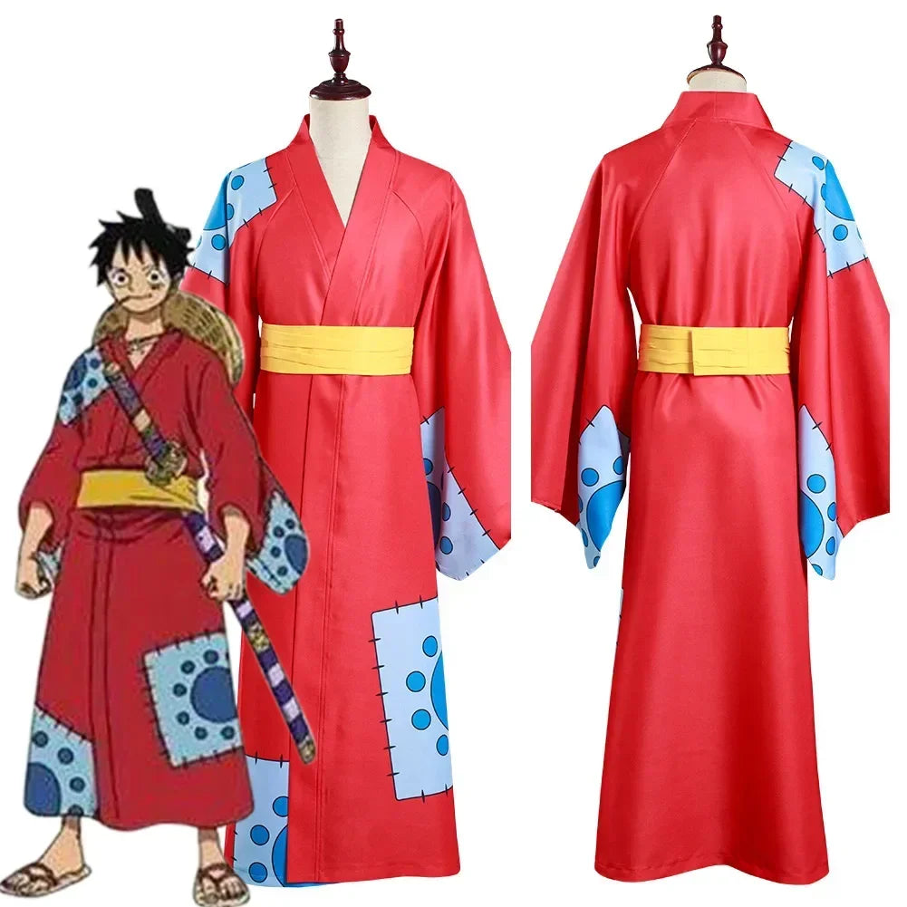 Disfraz de cosplay de One Piece: Kimono de Monkey D. Luffy (Wano)