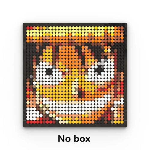 Dipinto pixel art di One Piece - Ritratto di Monkey D. Luffy (mattoni da costruzione)