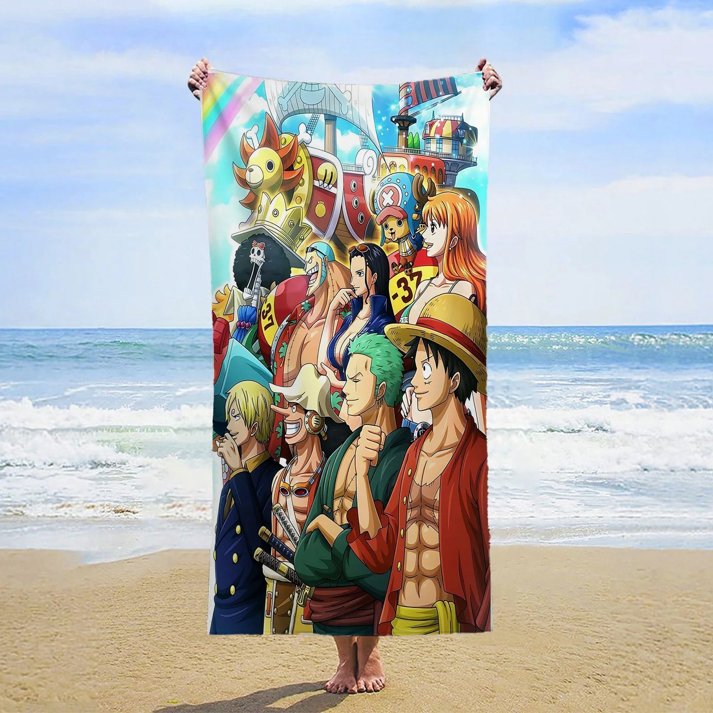 Serviette de Plage One Piece - Collage Équipage Chapeau de Paille