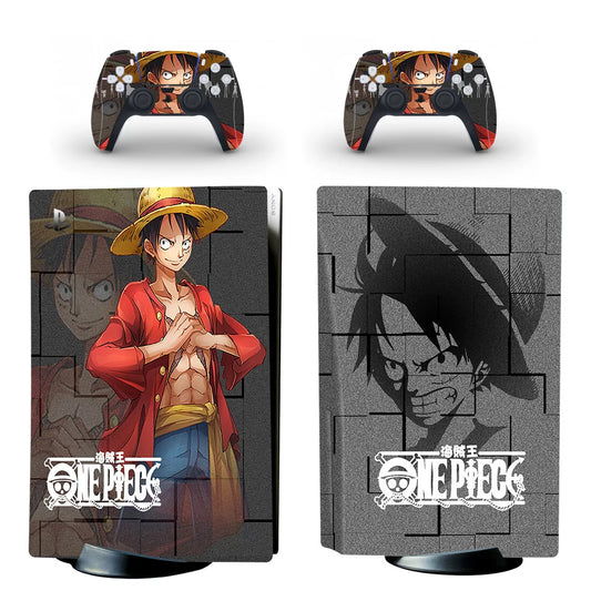 Stickers PS5 One Piece - Portrait Luffy Classique Noir & Blanc